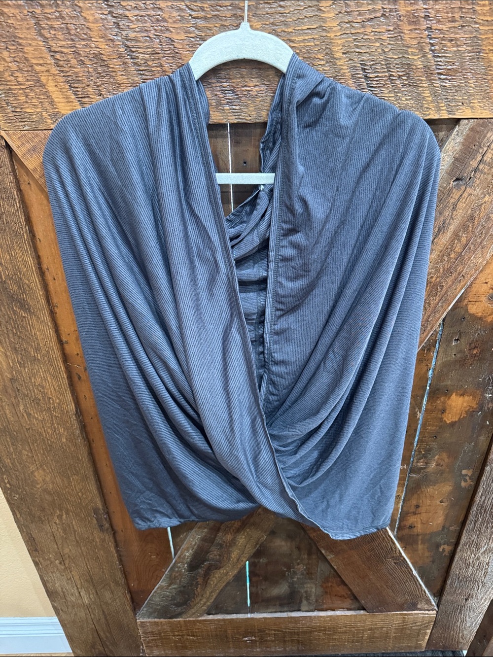 Apana Slate Gray Drape Front Women’s Top